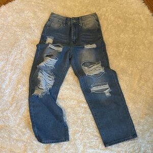 SHEIN Kids Distressed Blue Jeans